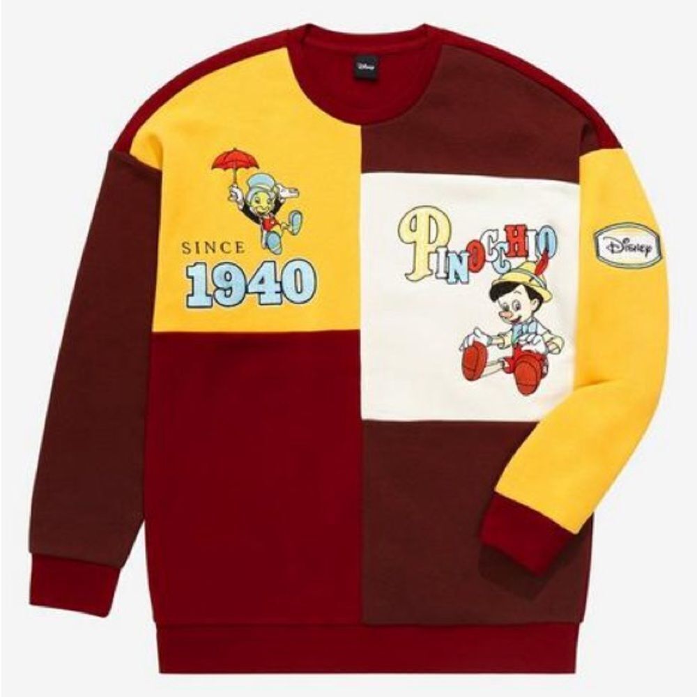 Disney Red and Yellow Embroidered Crewneck Sweatshirt
